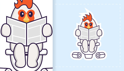 Cute vector chicken. Can be used for stickers, patches, textiles, paper. Vector illustration
