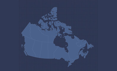 Canada map, separate regions, infographics blue flat design, blank