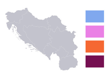 Infographics of Yugoslavia map, individual regions blank