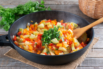 Cooking vegetable stew. Step by step