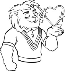 Fototapeta premium Emotions emoticons lion joy holiday cartoon style character