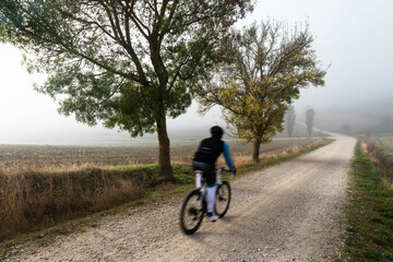 Fototapeta na wymiar Cyclist on gravel bike