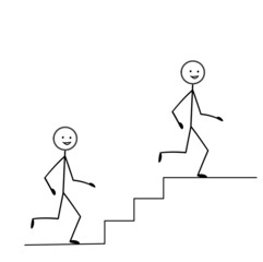 up the ladder of success, forward to your dream, the figures of people running up, the pictogram of a person