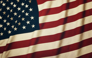 Fototapeta premium Vintage embroidered cotton US American flag
