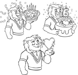 Emotions emoticons lion joy holiday cartoon style character