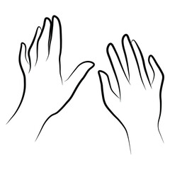Women hands simple outline minimalistic linear gesture style. Vector Illustration of female hands for create logos, prints and other designs on white background