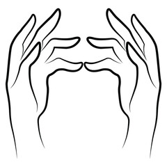 Women hands simple outline minimalistic linear gesture style. Vector Illustration of female hands for create logos, prints and other designs on white background