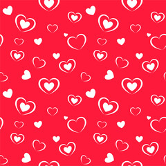 Red and white illustration of valentine heart. seamless pattern. can be used for background, greeting card, wallpaper, wrapping paper, gift card, pattern fill, apparel, fabric, textile