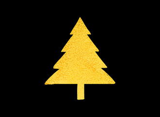 Obraz premium Gold glitter particles Christmas tree with star isolated on png or transparent background. Graphic resources for New Year, Birthdays and luxury card. Vector illustration