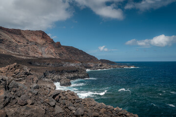 Obraz premium Volcanic seascape. Rocks formation in Tamaduste. El Hierro . Canary Islands