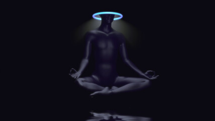 3d illustration of a yogi observing the astral subspace - obrazy, fototapety, plakaty