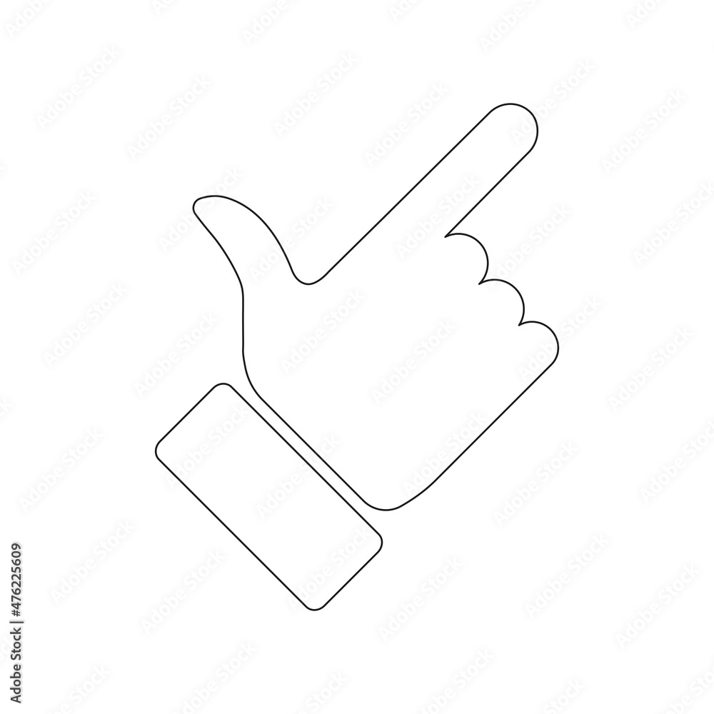 Poster finger pointer line symbol. hand outline icon. black arm gesture silhouette. vector isolated on whit
