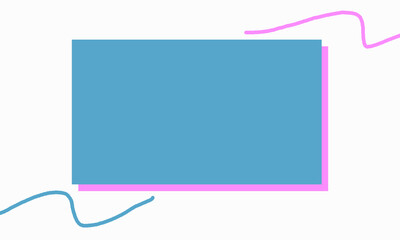 white background with blue and pink waves and squares