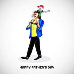 Father's day background with son and dad card design