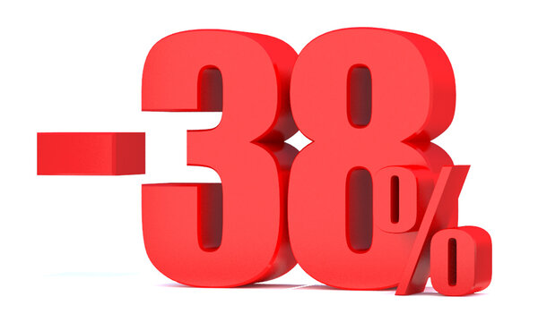 Minus 38 Percent off 3d Sign on White Background, Special Offer 38% Discount Tag, Sale Up t38 Percent Off,big offer, Sale, Special Offer Label, Sticker, Tag, Banner, Advertising, offer Icon