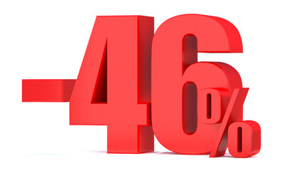 Minus 46 Percent off 3d Sign on White Background, Special Offer 46% Discount Tag, Sale Up to 46 Percent Off,big offer, Sale, Special Offer Label, Sticker, Tag, Banner, Advertising, offer Icon
