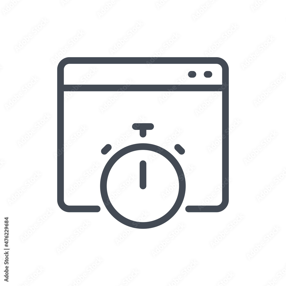 Aufkleber web page with stopwatch line icon. response time on website with timer vector outline sign.