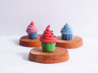 Watermelon cupcakes made from polymer clay