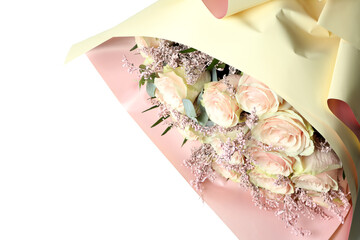 Beautiful wedding bouquet isolated on white background