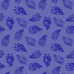 Seamless pattern of purple leaves of screen printed on a very peri background. For poster, eco bag, invitation, sketchbook cover, print, your design.