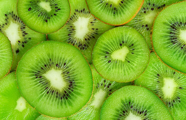 Kiwi fruit pattern. Healthy food background, overhead.