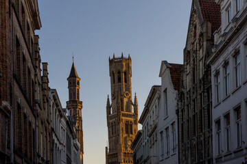 Naklejka premium Beautiful view of Belfry of Bruges, Belgium, Bruges