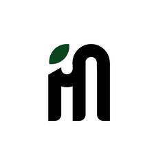 Letter m leaf logo identity. Abstract Initial m nature organic logo