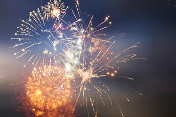 Beautiful galaxy fireworks on dark background