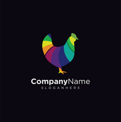 Abstract Hen Logo colorfull Vector Illustration Icon. Logo Chicken Bird flat design. Chicken Poultry Logo farm Design gradient colorful style