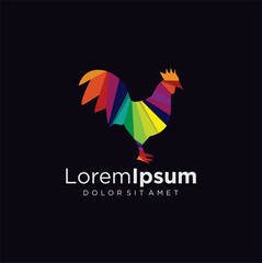 Fototapeta premium Abstract Rooster Logo colorfull Vector Illustration Icon. Logo cockerel flat design. Chicken Poultry Logo farm Design gradient colorful style