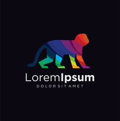 Obraz premium Abstract Colorful gradient monkey Logo primate langur ape vector template flat design illustration