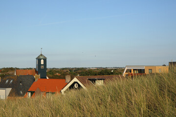 Church and houses of the small town of Callantsoog, The Netherlands

