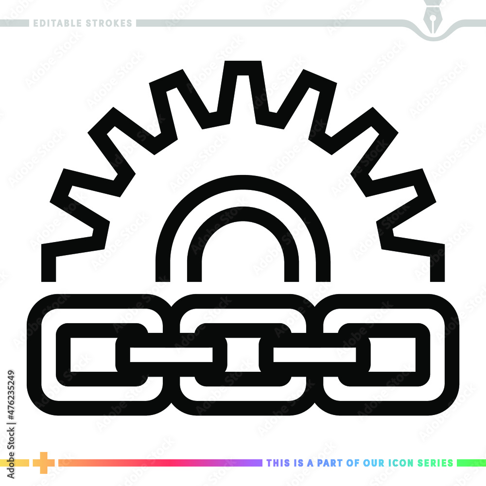 Poster line icon for industry value chain illustrations with editable strokes. this vector graphic has cust