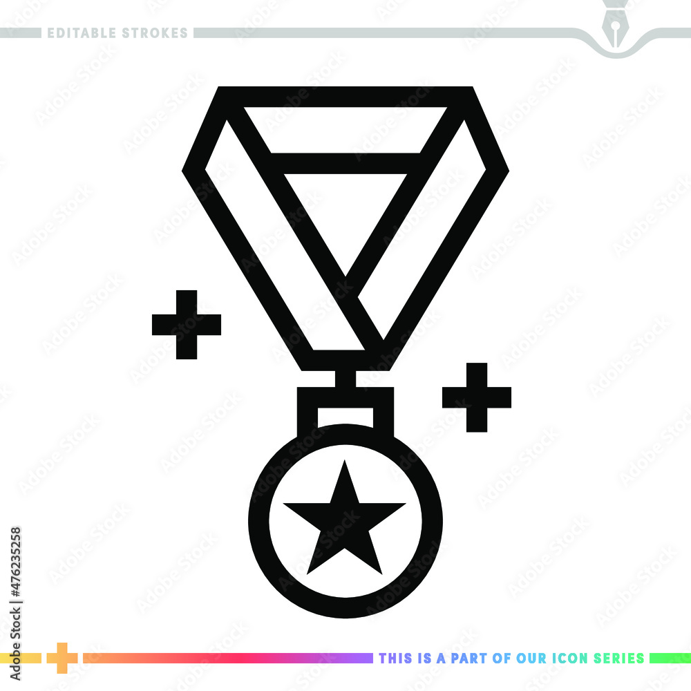 Poster line icon for achieving excellence illustrations with editable strokes. this vector graphic has cust
