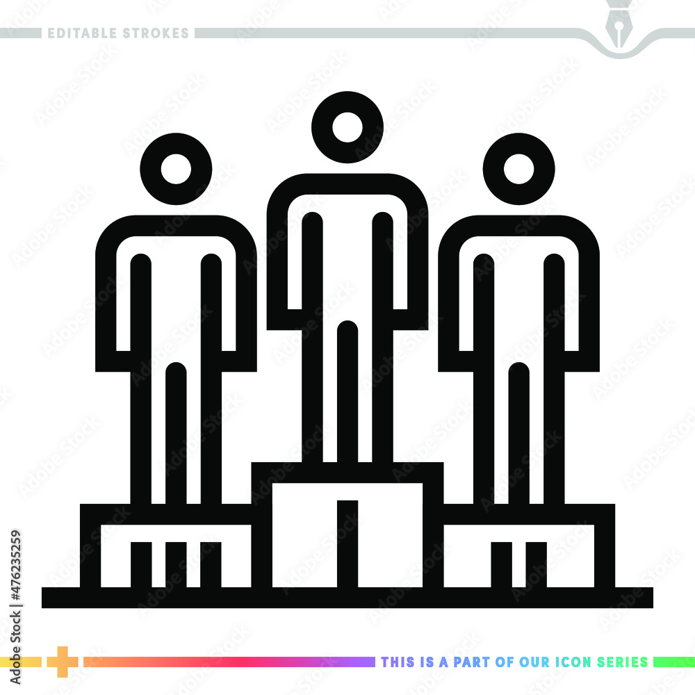 Poster line icon for top three competitors illustrations with editable strokes. this vector graphic has cus