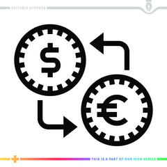 Line icon for eurodollar deposits illustrations with editable strokes. This vector graphic has customizable stroke width.