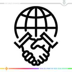 Line icon for global peace index illustrations with editable strokes. This vector graphic has customizable stroke width.