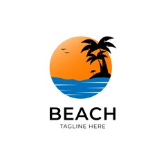 Beach logo design vector template