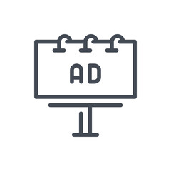 Outdoor advertising and billboard line icon. Street sign with AD vector outline sign.