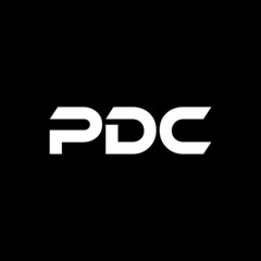 PDC letter logo design with black background in illustrator, vector logo modern alphabet font overlap style. calligraphy designs for logo, Poster, Invitation, etc.	