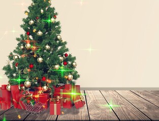 Christmas tree pine decor presents new year home winter intrerier