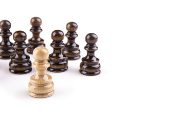 Group of chess pieces isolated on a white background