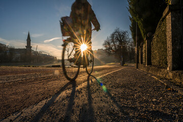 cycling at sunrise in salzburg city centre