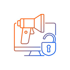 Doxing gradient linear vector icon. Revealing personal private information. Public shaming. Social engineering. Thin line color symbol. Modern style pictogram. Vector isolated outline drawing