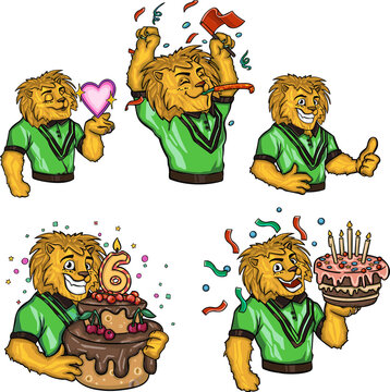 Emotions emoticons lion joy holiday cartoon style character