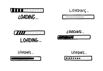 Loading bar doodle icon. Progress loading bar. Hand drawn sketch. Vector illustration on white background.