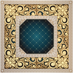 Golden ornate floral decorative vintage card