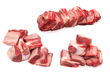 Raw beef ribs isolated on white background.
