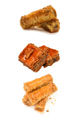 Delicious sweet baklava isolated on white background.