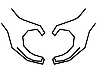 手で作るハートマーク　角張った手の素材